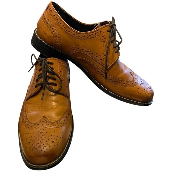 Mens Nunn Bush Leather Wing Tip Lace Up Dress Shoes Oxfords Comfort Gel Heel 8.5 - Picture 1 of 9